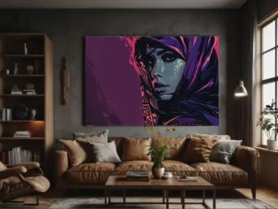 תמונת אישה מוסלמית גוונים סגול מקט pa005 הדמיה