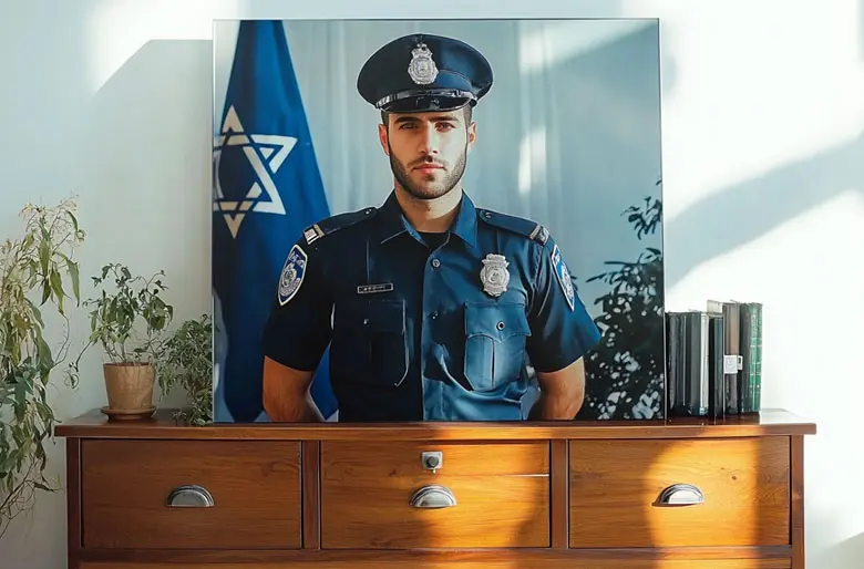 תמונת-הנצחת-שוטר-שנפל-על-זכוכית